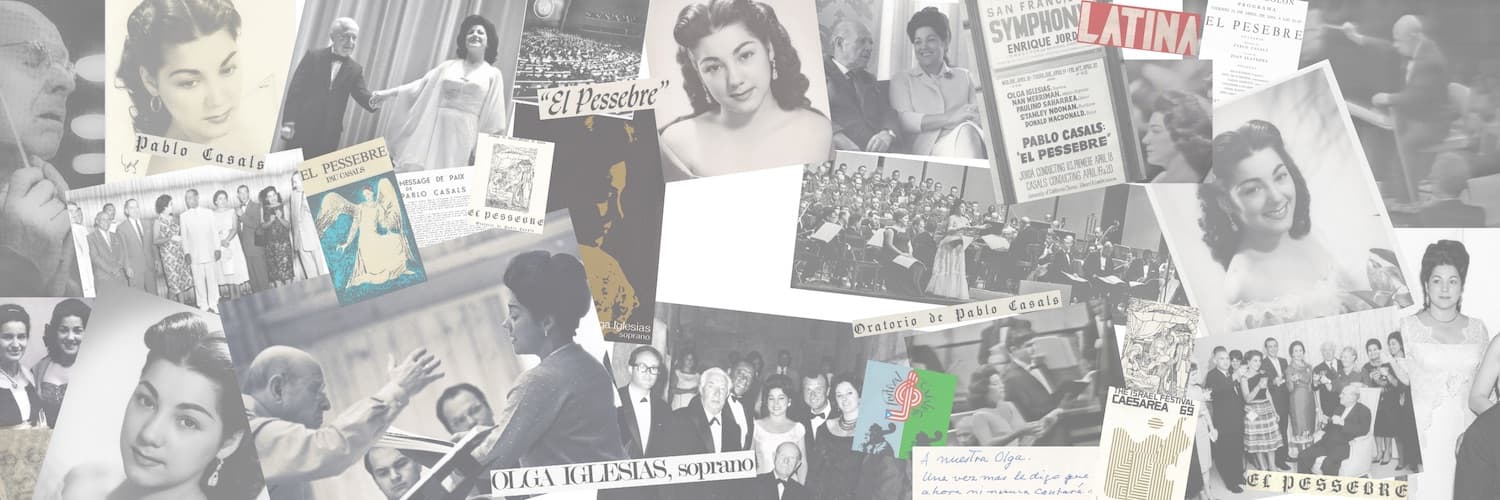 Collage de piezas de la colección: fotografías, programas de concierto, recortes y cartas manuscritas