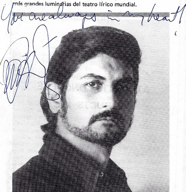 Justino Diaz dedicated autograph to Olga Iglesias that reads “You are always in my heart”