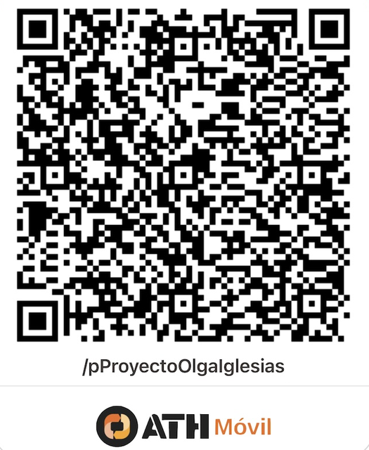 Código QR de ATH Móvil para donar al Proyecto Olga Iglesias, usuario /pProyectoOlgaIglesias