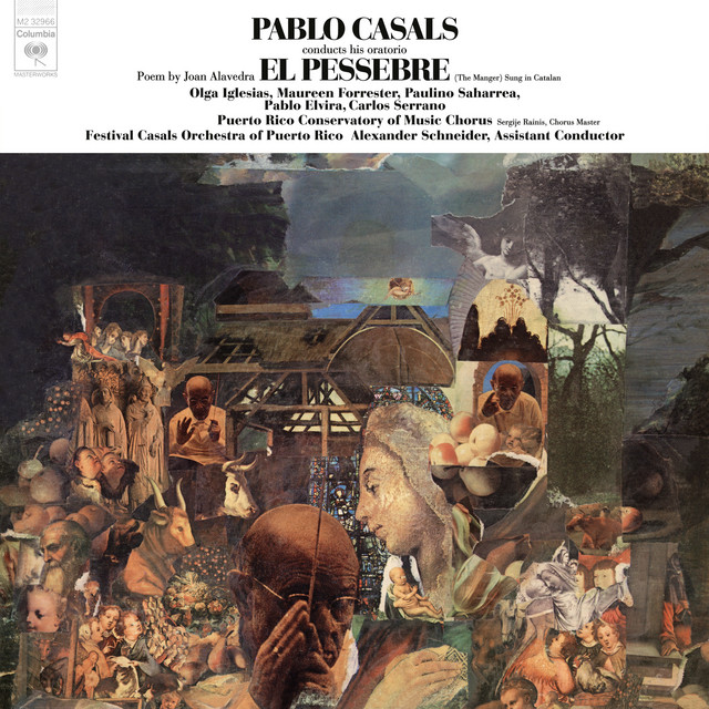 Carátula de la grabación de "El Pessebre" de Casals para Columbia Records, con Olga Iglesias como soprano junto a la Orquesta del Festival Casals de Puerto Rico bajo la batuta del maestro.